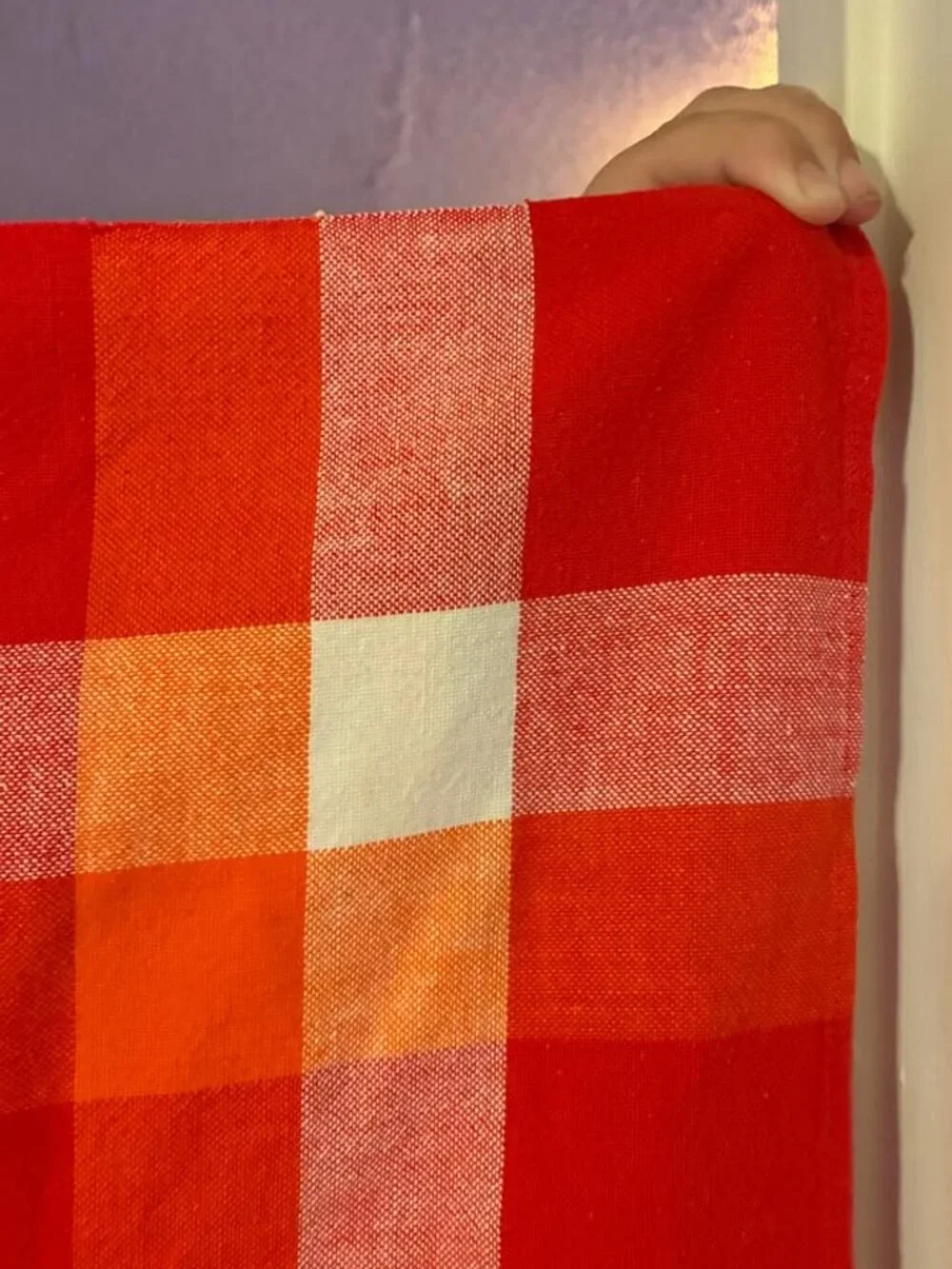 Vintage Finlayson cotton tablecloth, small, red plaid